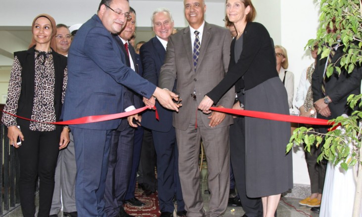 USAID Mission DIrector Sherry F. Carlin inaugurates the Center of Excellence for Water at Alexandria University (AU) with representatives from AUC, AU, and Cornell University.