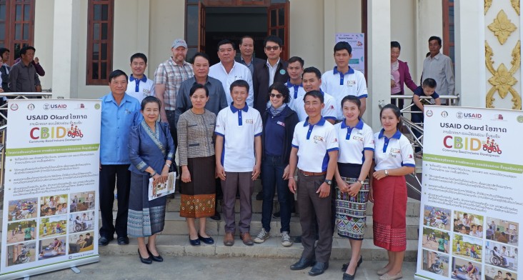 Deputy Minister of Labor and Social Welfare Madame Baiykham Kattiya (front row, third from left) and U.S. Ambassador Rena Bitter (front row, fifth from left) joined Community Based Inclusive Development facilitators after conducting an awareness raising and screening activity at Kaengmor Village, Kham District, Xieng Khouang Province on September 25, 2019.