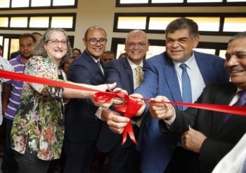 USAID/Egypt Program Officer Nancy Fisher-Gormley participates in a ribbon-cutting for the third Center for Career Development at Ain Shams University.