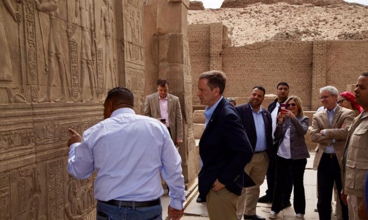 USAID Administrator Mark Green at Kom Ombo Temple in Aswan, Egypt.  USAID lowered the groundwater at this site to preserve it for generations of tourists.