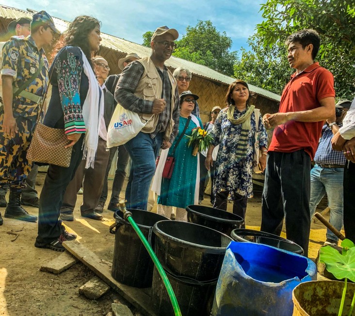 USAID Mission Director Derrick S. Brown and his delegation visit a watershed project in the Chattogram Hill Tracks. 