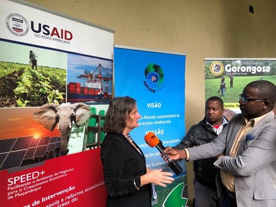 Director Jennifer Adams answers questions about USAID conservation programs.  She stresses the importance of integrating law enforcement efforts with community development