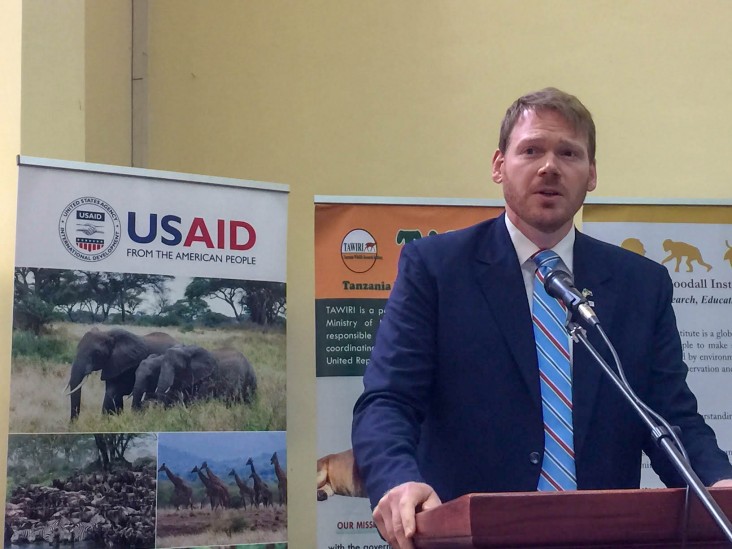 USAID/Tanzania Acting Deputy Mission Director Greg Butler congratulates the Government of Tanzania, conservation partners, and the USAID PROTECT project for their role in finalizing the National Chimpanzee Conservation Action Plan.