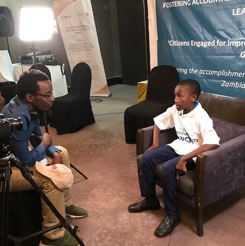 Chiti Mwila of Eastern Province is interviewed after the FACT Learning Event in Lusaka on September 24, 2019