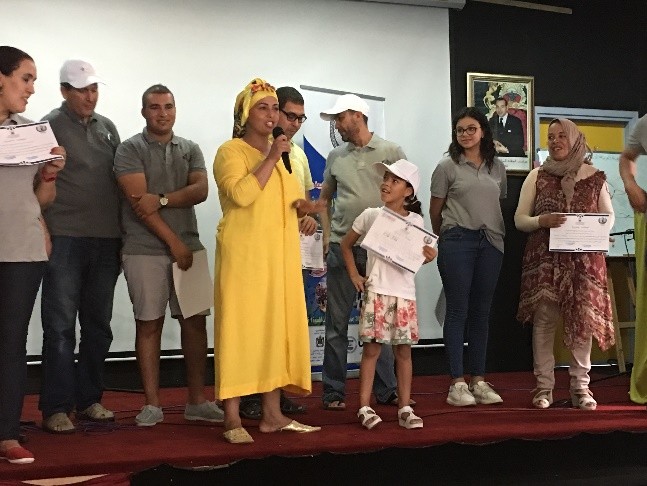 Malak and her mother Naima at the closing ceremony for the Summer Reading Program in Temara
