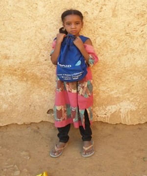Fatouma Walet Rhissa is proud to wear her first backpack