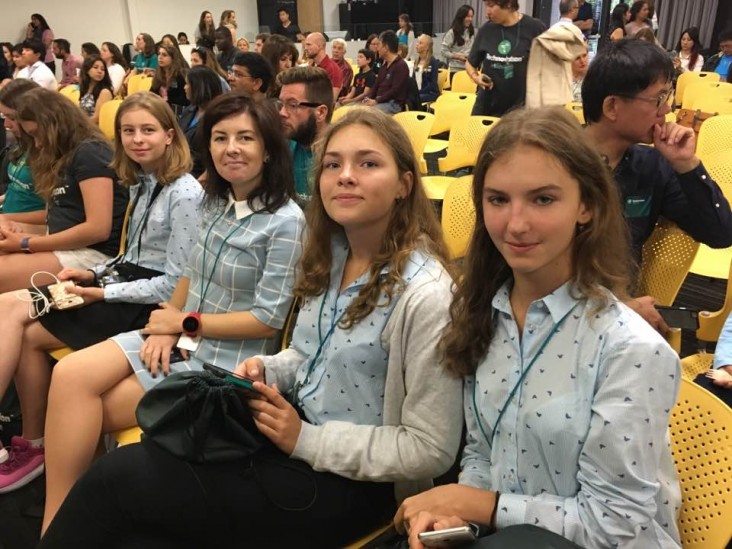 Z-Teen,Ukraine's visiting team, at the Technovation Global Pitch Event 2017 to showcase its AirNear app. 