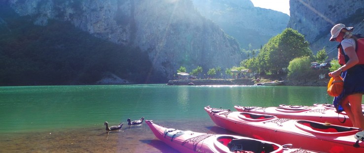 Journalists kayaked on Lake Shkopet in northern Albania during Adventure Tourism Week in 2014.