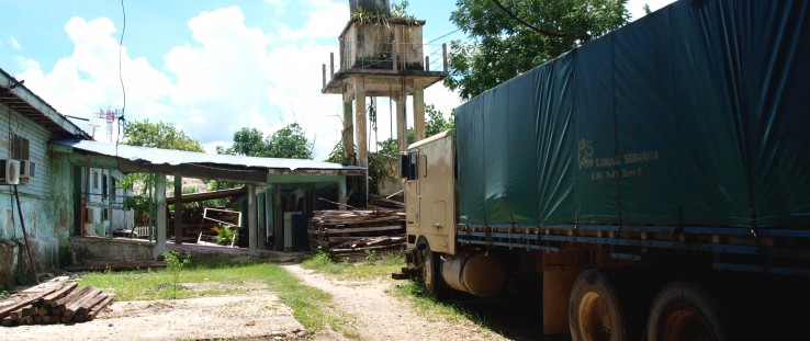 A truck full of illegal lumber at the National Council for Protected Areas
