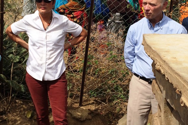 While in Jigjiga last week to help open a USAID-supported export abattoir, U.S. Ambassador to Ethiopia Patricia Haslach and USAID Ethiopia Mission Director Dennis Weller stopped to see how the United States is helping to build resilience in areas frequently affected by drought conditions.