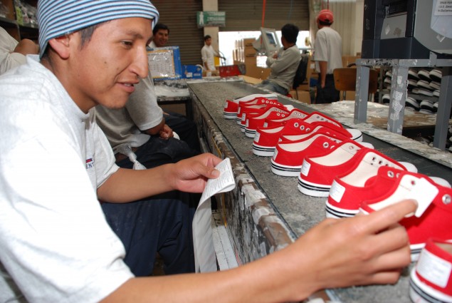 Man at shoe factory