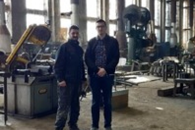Jusuf Pandzic and Amil Domjanovic, certified welders, at STEP factory, after training provided through USAID's WHAM project (Sarajevo, Bosnia and Herzegovina).