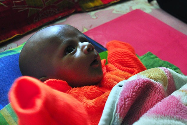 Photo of a newborn baby in Bangladesh born at the Special Care Newborn Unit.