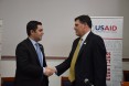 USAID's E&E Assistant Administrator Brock Bierman with the Minister of Economy of the Republic of Macedonia 