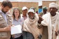 At a food distribution site in Hawzien, community elders describe how this drought compares with previous droughts to USAID Office of Foreign Disaster Assistance Director Jeremy Konydnyk (left).