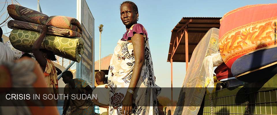 Crisis in South Sudan: Residents of Juba arrive at the UN compound seeking shelter.