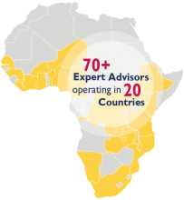 Map showing Power Africa experts in Africa