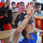 Yemeni girl raises her hand