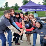 A Community Connections exchange group at a volunteering event during their trip to the United States