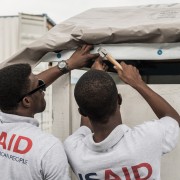 As shelter remains a critical need after Hurricane Matthew, USAID teamed up with the International Organization for Migration (IOM) to train local staff on USAID’s Disaster Assistance Response Team in Haiti on how to install and use USAID plastic sheeting and shelter kits properly.