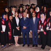USAID/Egypt Mission Director Sherry F. Carlin with U.S.-Egypt Higher Education Initiative STEM scholarship recipients who recently graduated from universities in the United States.