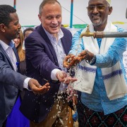 Image of Ambassador Michael Raynor opening new water project in Ethiopia
