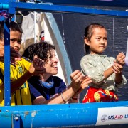 Ambassador Rena Bitter Participated in a Hand-washing Activity with Children Affected by the Recent Flash Floods in Attapeu