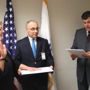Woman swearing in as USAID/Albania new Country Representative.