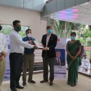 Ambassador Earl R. Miller visited the 250-bed Tuberculosis (TB) Hospital in Shyamoli, Dhaka to observe how U.S. government-provided GeneXpert machines can detect COVID-19 within 45 minutes and handed over equipment to improve diagnosis of multi-drug resistant TB)