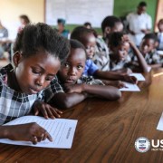 Students reading in class at Kasupe Primary School in Chipata during the official launch of the USAID Let's Read Program.