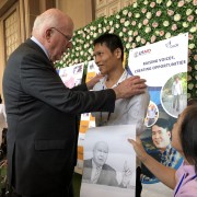 Photo: U.S. Senator Patrick Leahy and a person with disabilities at the event.