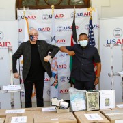 USAID Mission Director Mark Meassick delivers  14 new modern ventilators to Mombasa County to assist its fight against COVID-19.