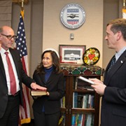Reed Aeschliman, a career member of the Senior Foreign Service, being sworn in as Mission Director for USAID/Sri Lanka and Maldives by USAID's Administrator, Mark Green