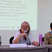 USAID Timor-Leste Mission Director, Diana Putman, provides keynote remarks, alongside Mr. Acacio Guterres, Timor-Leste’s Director General for Fisheries.