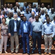 Feed the Future’s Africa Research in Sustainable Intensification for the Next Generation (Africa RISING) partners gather for a group photo following the activity’s culmination meeting in September 2018.
