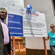 Kilosa District Commissioner Adam Mboyi and USAID Tanzania Deputy Mission Director Catie Lott at the commissioning of the Msowero village water supply system in Morogoro Region.