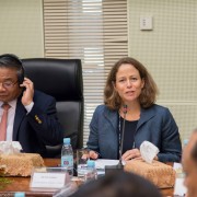 Polly Dunford, Mission Director, USAID Cambodia, speaking at the Food Security and Nutrition Technical Working Group.