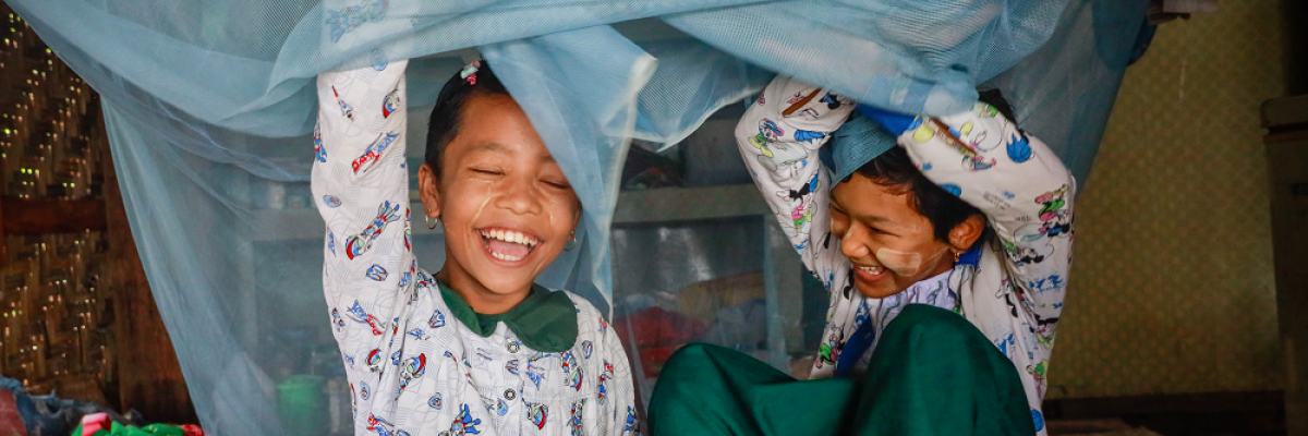 USAID supports the Myanmar National Malaria Program to provide insecticide-treated bed nets to families with children in malaria-prone areas.