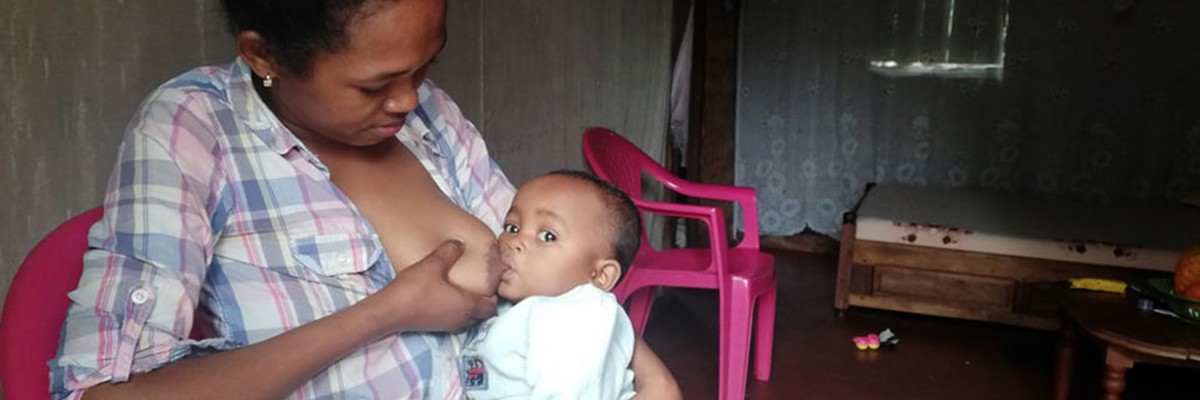 Rebezara Victoria breastfeeds her seven-month-old son Keychann