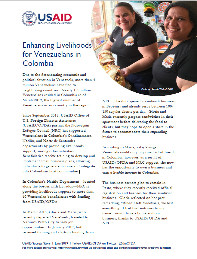 Enhancing Livelihoods for Venezuelans in Colombia