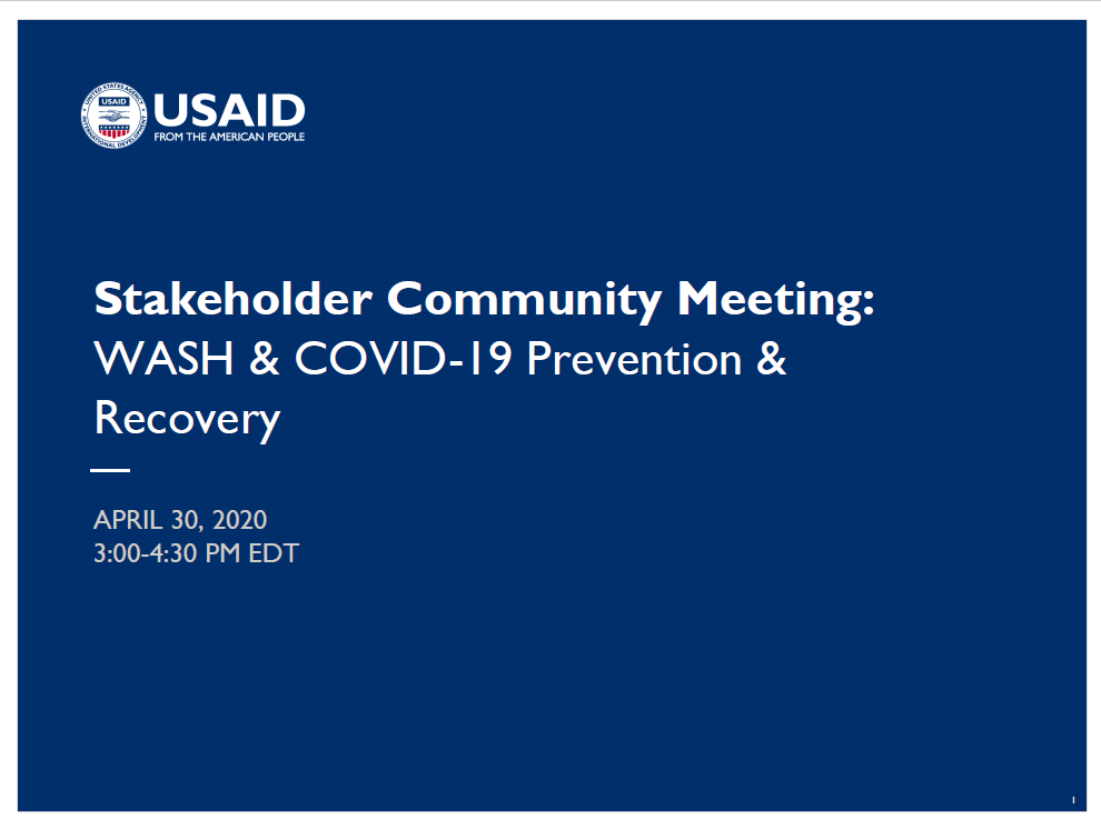 Stakeholder Community Meeting: WASH & COVID-19 Prevention & Recovery