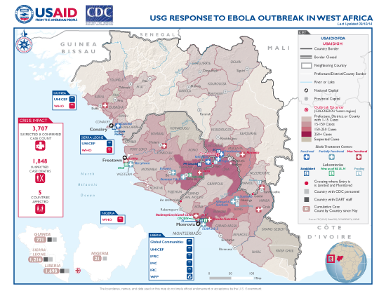 West Africa Ebola Outbreak Map - Sep. 10, 2014